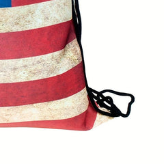 Women's Stylish Backpack Drawstring Sports Rucksack with American Flap Pattern