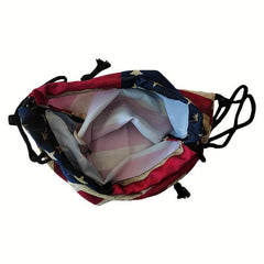 Women's Stylish Backpack Drawstring Sports Rucksack with American Flap Pattern