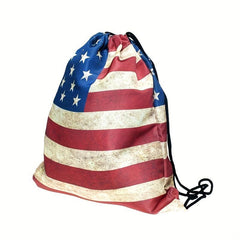 Women's Stylish Backpack Drawstring Sports Rucksack with American Flap Pattern