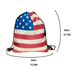 Women's Stylish Backpack Drawstring Sports Rucksack with American Flap Pattern
