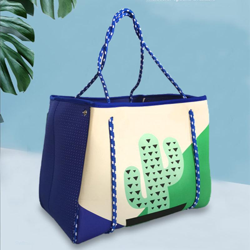Cactus Print Large Capacity Tote Bag - Beach Vacation Style