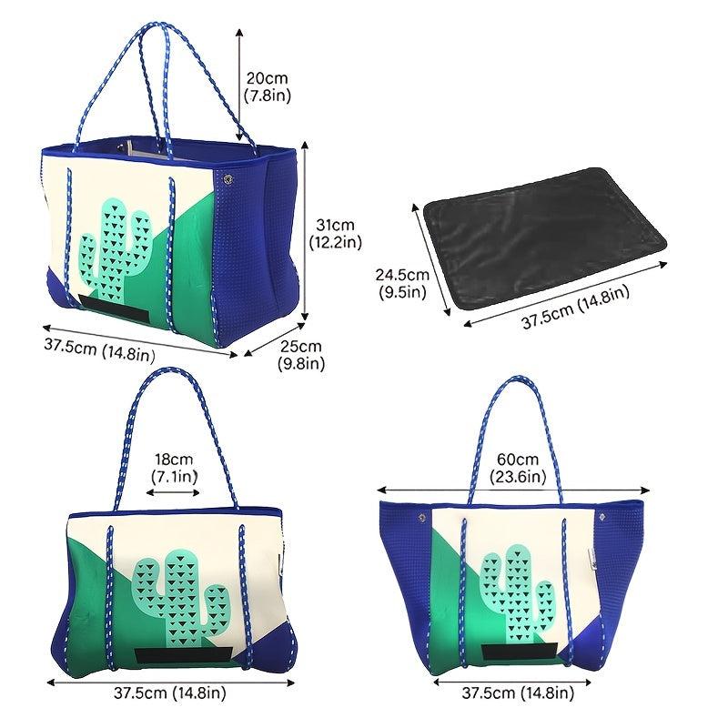 Cactus Print Large Capacity Tote Bag - Beach Vacation Style