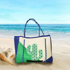 Cactus Print Large Capacity Tote Bag - Beach Vacation Style