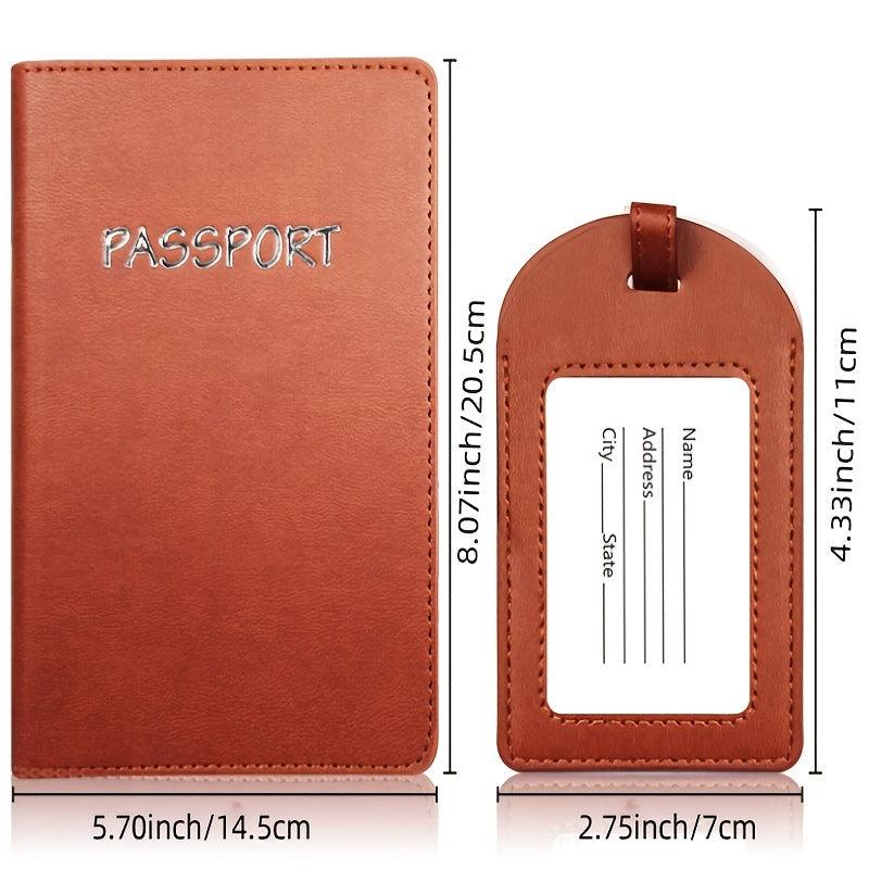 PU Leather Passport Cover & Luggage Tag Set
