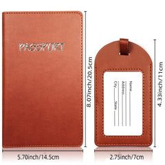 PU Leather Passport Cover & Luggage Tag Set
