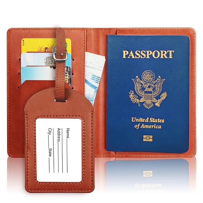 PU Leather Passport Cover & Luggage Tag Set