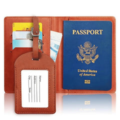 PU Leather Passport Cover & Luggage Tag Set