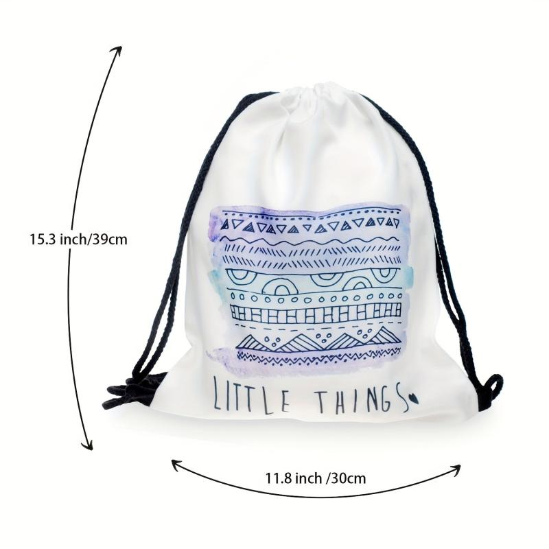 Vintage Print Drawstring Backpack Lightweight Sports Bag