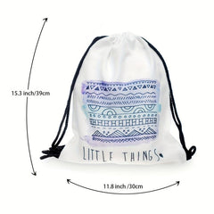 Vintage Print Drawstring Backpack Lightweight Sports Bag