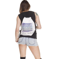 Vintage Print Drawstring Backpack Lightweight Sports Bag