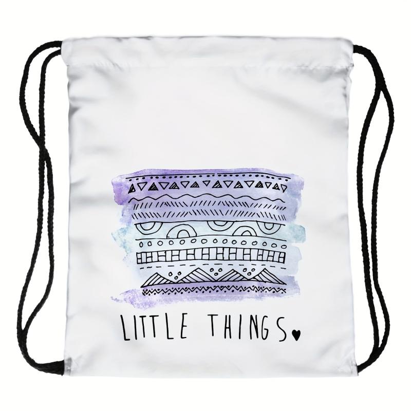 Vintage Print Drawstring Backpack Lightweight Sports Bag