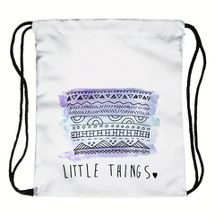 Vintage Print Drawstring Backpack Lightweight Sports Bag