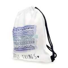 Vintage Print Drawstring Backpack Lightweight Sports Bag