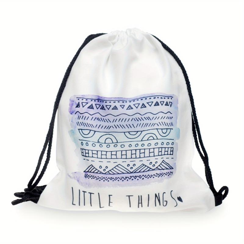 Vintage Print Drawstring Backpack Lightweight Sports Bag