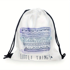 Vintage Print Drawstring Backpack Lightweight Sports Bag