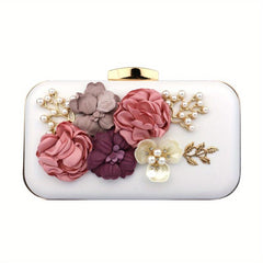 3D Flower Box Evening Bag Mini Clutch Wedding Bag Beaded Prom Purse