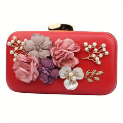 3D Flower Box Evening Bag Mini Clutch Wedding Bag Beaded Prom Purse