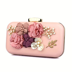 3D Flower Box Evening Bag Mini Clutch Wedding Bag Beaded Prom Purse