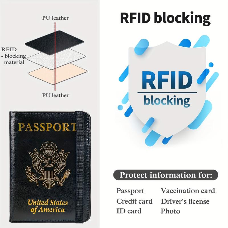 Business PU Leather Passport & Vaccine Card Holder