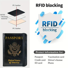Business PU Leather Passport & Vaccine Card Holder