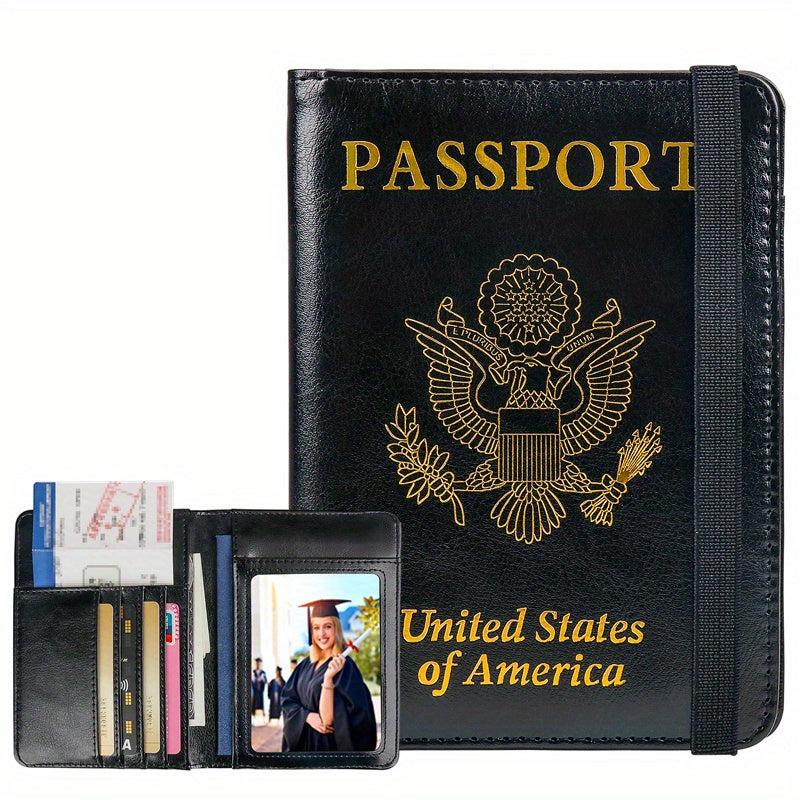 Business PU Leather Passport & Vaccine Card Holder