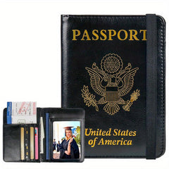 Business PU Leather Passport & Vaccine Card Holder