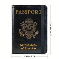 Business PU Leather Passport & Vaccine Card Holder