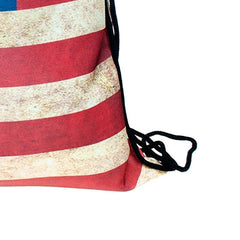 American Flag Print Backpack Lightweight Waterproof Drawstring Bag