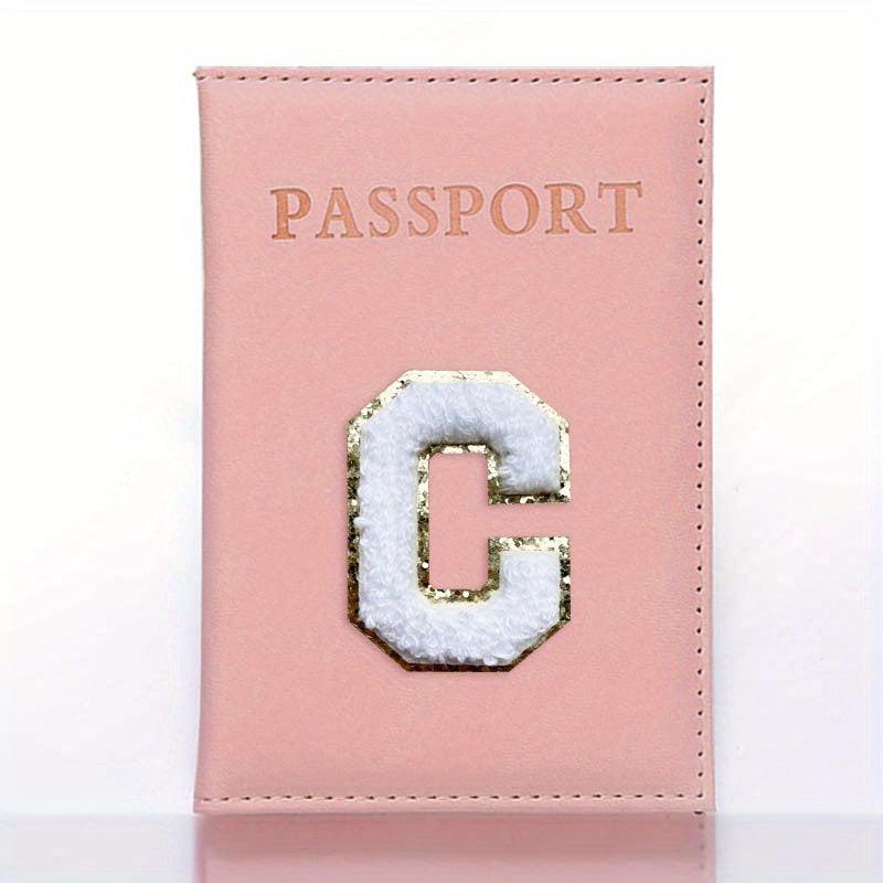Letter Embroidered Passport Holders Initial Letter PU Leather Passport Holder