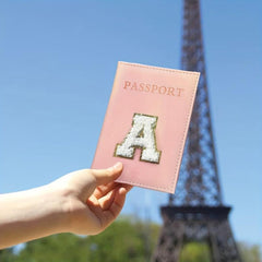 Letter Embroidered Passport Holders Initial Letter PU Leather Passport Holder