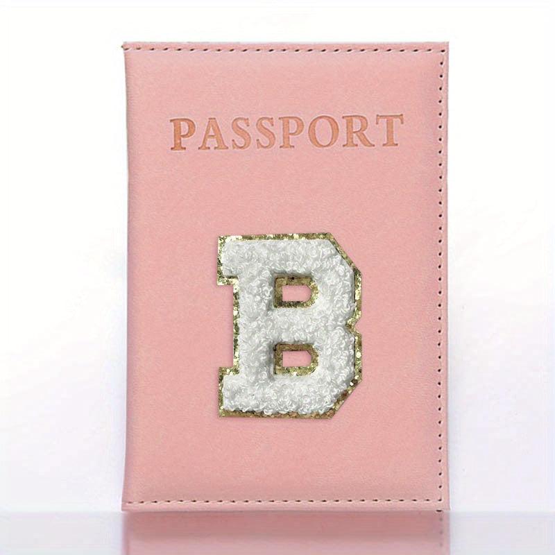 Letter Embroidered Passport Holders Initial Letter PU Leather Passport Holder