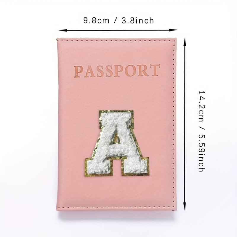 Letter Embroidered Passport Holders Initial Letter PU Leather Passport Holder