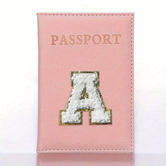 Letter Embroidered Passport Holders Initial Letter PU Leather Passport Holder
