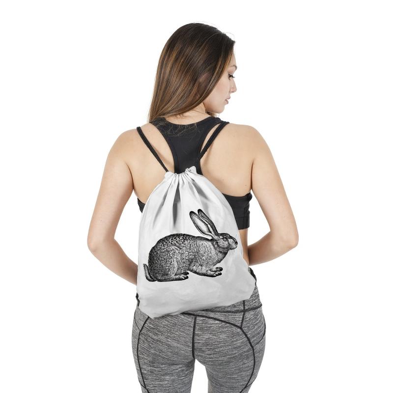 Bunny Pattern Drawstring Bag Easter Sports Bag