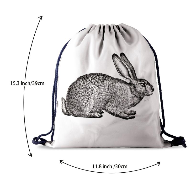Bunny Pattern Drawstring Bag Easter Sports Bag