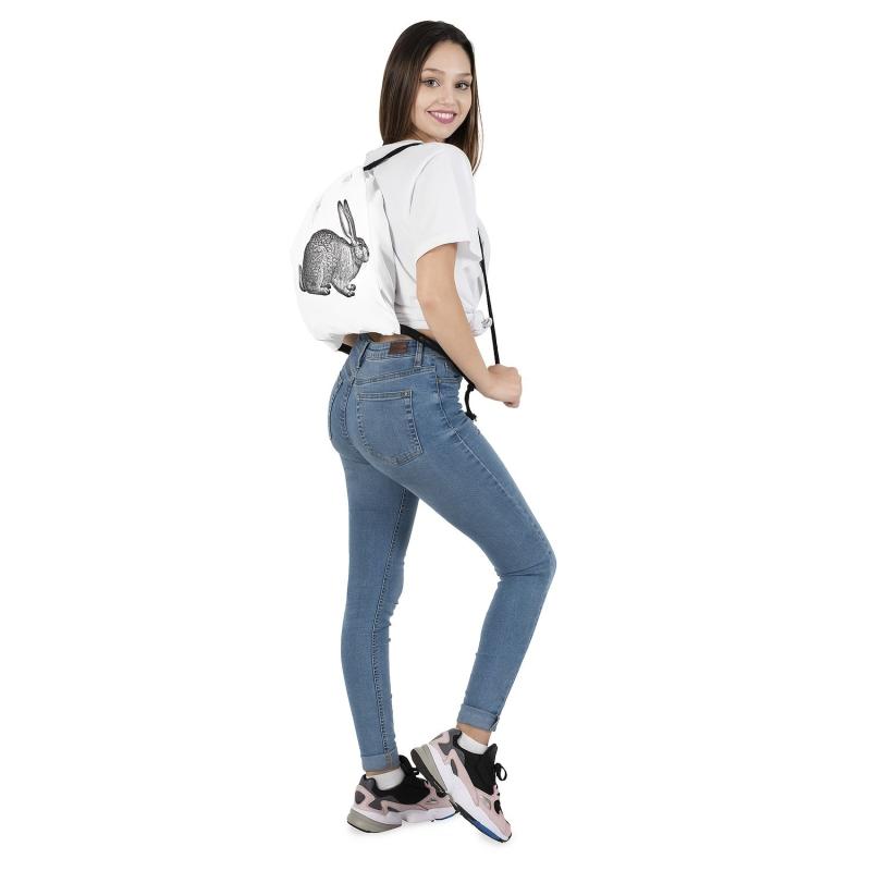 Bunny Pattern Drawstring Bag Easter Sports Bag
