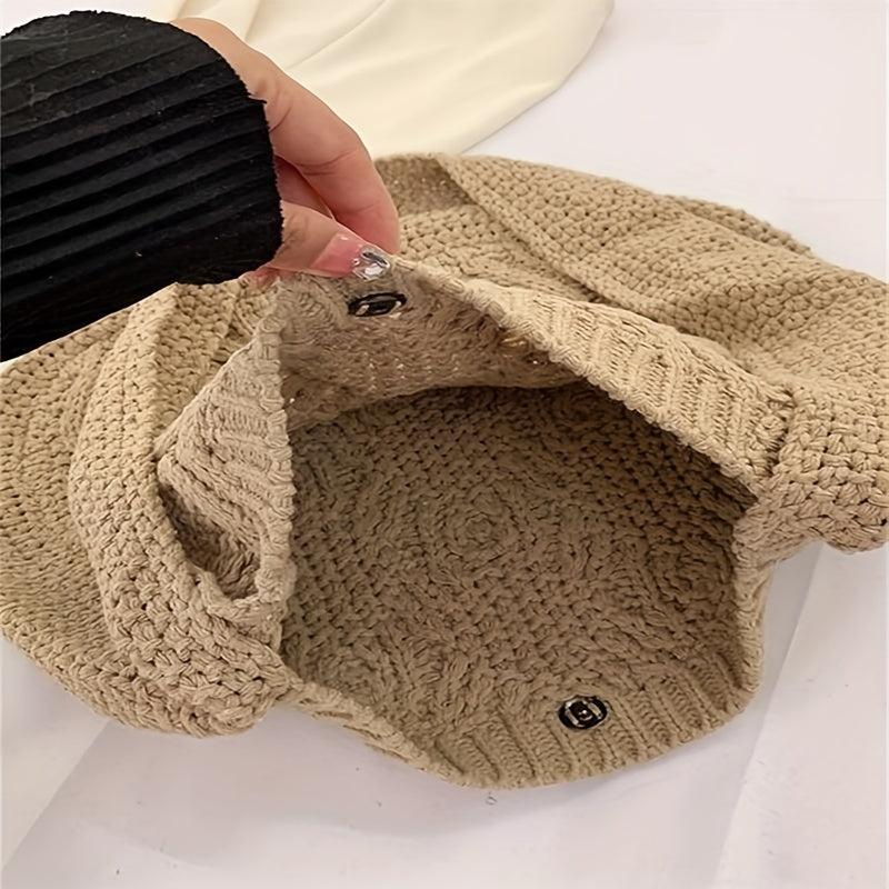 Knitted Shoulder Bag Large Capacity Solid Storage Bag