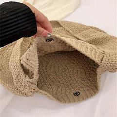Knitted Shoulder Bag Large Capacity Solid Storage Bag