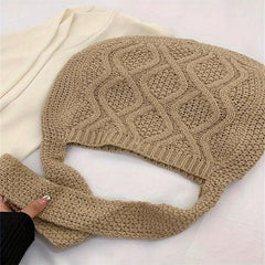 Knitted Shoulder Bag Large Capacity Solid Storage Bag
