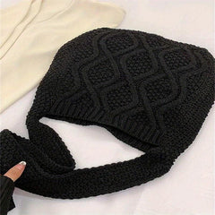 Knitted Shoulder Bag Large Capacity Solid Storage Bag