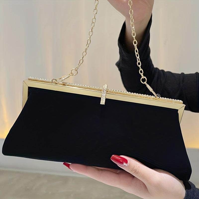Velvet Rhinestone Clutch Purse for Wedding Prom Banquet