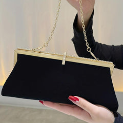 Velvet Rhinestone Clutch Purse for Wedding Prom Banquet