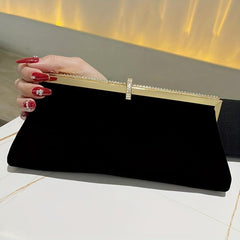 Velvet Rhinestone Clutch Purse for Wedding Prom Banquet