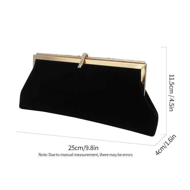 Velvet Rhinestone Clutch Purse for Wedding Prom Banquet