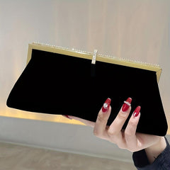Velvet Rhinestone Clutch Purse for Wedding Prom Banquet