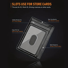 Slim Leather Mens Wallet RFID Blocking ID Window