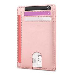 Slim Leather Mens Wallet RFID Blocking ID Window