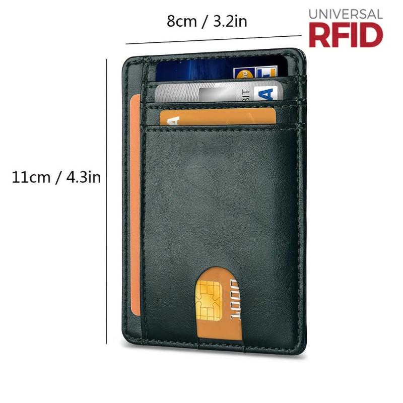 Slim Leather Mens Wallet RFID Blocking ID Window