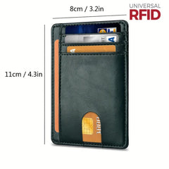 Slim Leather Mens Wallet RFID Blocking ID Window