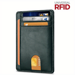 Slim Leather Mens Wallet RFID Blocking ID Window